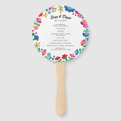 Mexicaanse borduurwerk kleurrijke bruiloft program handwaaier (Voorkant)