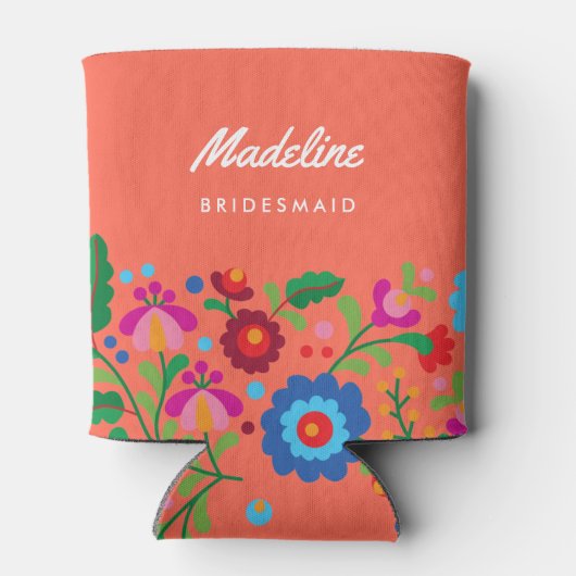 Mexicaanse borduurwerkbestemming bruiloft Bridesma Blikjeskoeler (Achterkant)