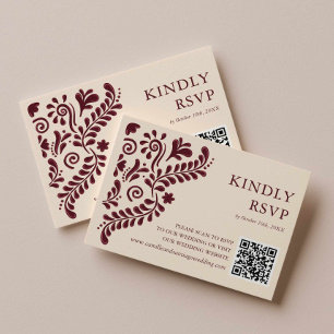 Mexicaanse Bourgogne Trouw QR Code RSVP Kaartje