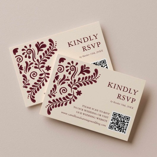 Mexicaanse Bourgogne Trouw QR Code RSVP Kaartje