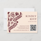 Mexicaanse Bourgogne Trouw QR Code RSVP Kaartje (Voorkant)