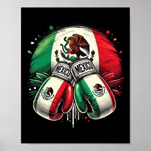 Mexicaanse Boxing Pride Handschoenen Sport Design Poster (Voorkant)