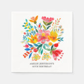 Mexicaanse Bright Floral Fiesta Verjaardag Servet (Voorkant)
