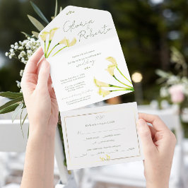 Mexicaanse bruiloft Calla Lily Minimalist All In One Uitnodiging