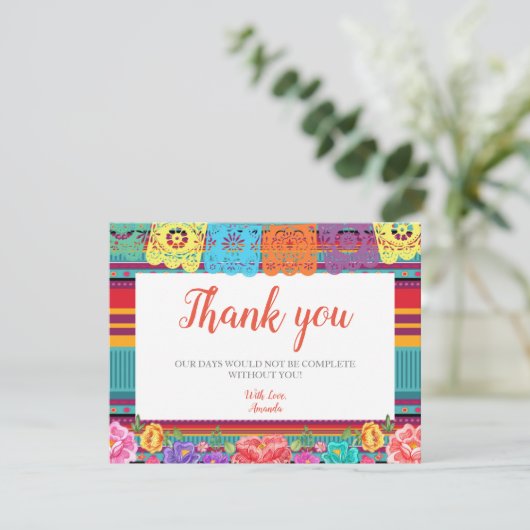 Mexicaanse Bruiloft Dankkaart Bruidsfeest Bedankkaart (Staand voorkant)