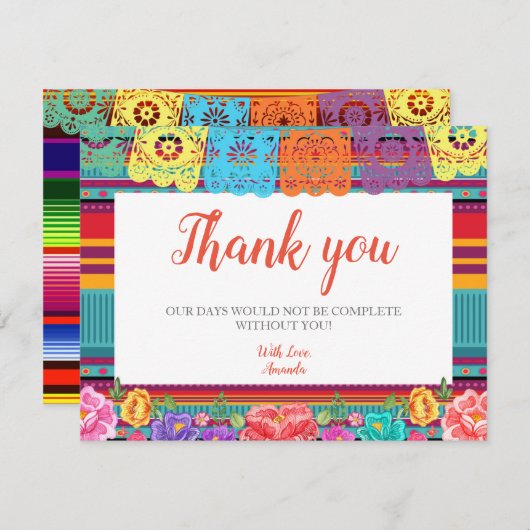 Mexicaanse Bruiloft Dankkaart Bruidsfeest Bedankkaart (Voorkant / Achterkant)