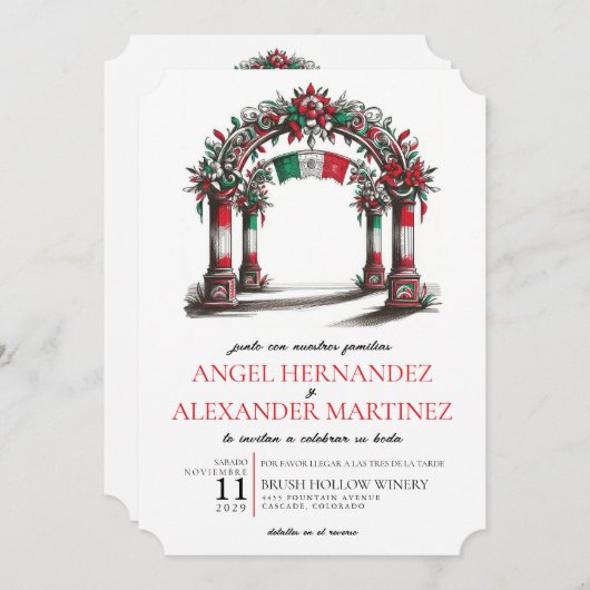 Mexicaanse bruiloft met details en QR-code Kaart (Voorkant / Achterkant)