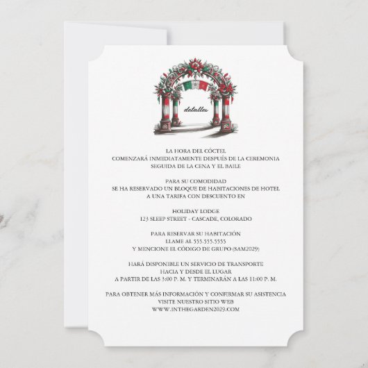 Mexicaanse bruiloft met details kaart (Achterkant)