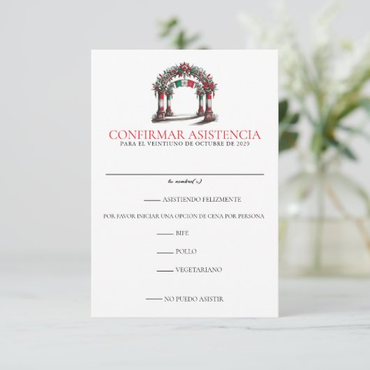 Mexicaanse bruiloft RSVP kaartje (Staand voorkant)