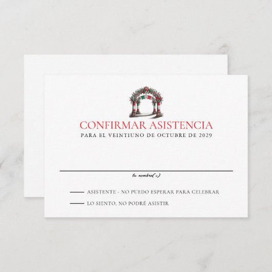 Mexicaanse bruiloft RSVP kaartje (Voorkant / Achterkant)