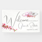 Mexicaanse bruiloft Sombrero Floral Groot welkomst Spandoek (Horizontaal)