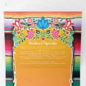 Mexicaanse bruiloft tapijt en bloemenbruiloft drieluik uitnodiging (Binnenzijde eerst)