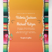 Mexicaanse bruiloft tapijt en bloemenbruiloft drieluik uitnodiging (Binnenkant midden)