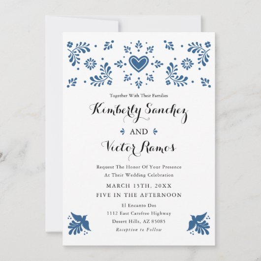 Mexicaanse bruiloft uitnodiging Talavera geïnspire (Voorkant)