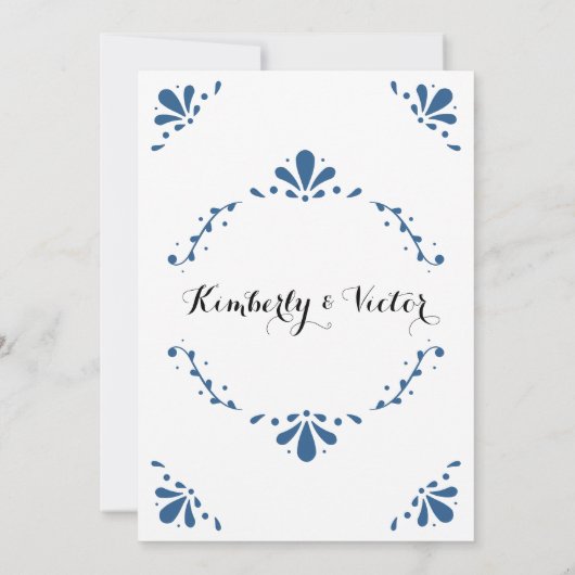 Mexicaanse bruiloft uitnodiging Talavera geïnspire (Achterkant)