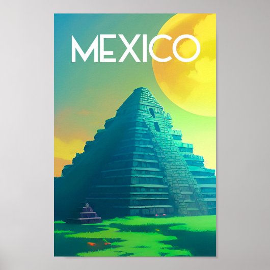 Mexicaanse burgemeester piramide Ai art Poster (Voorkant)