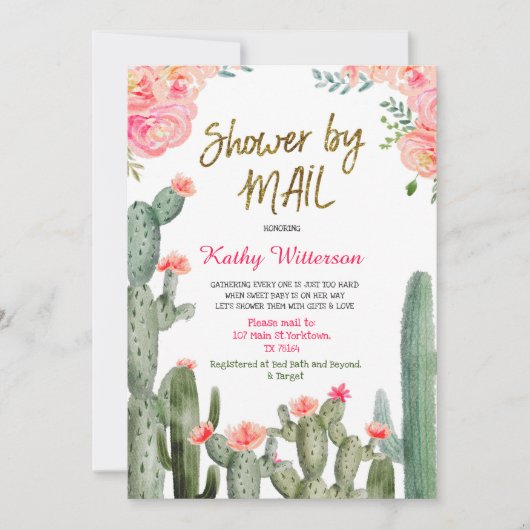 Mexicaanse Cactus Baby shower per post Kaart (Voorkant)