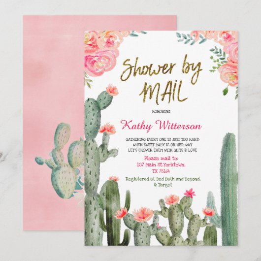 Mexicaanse Cactus Baby shower per post Kaart (Voorkant / Achterkant)