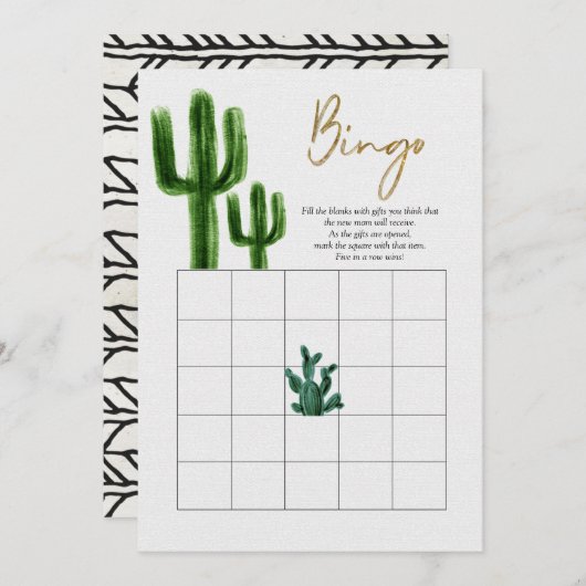 Mexicaanse Cactus Bingo Spel Kaart (Voorkant / Achterkant)