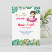 Mexicaanse Cactus Fiesta 1e geboorthday Girl Kaart (Staand voorkant)