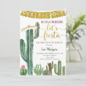 Mexicaanse Cactus Fiesta Graduation Party Kaart (Staand voorkant)