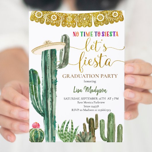 Mexicaanse Cactus Fiesta Graduation Party Kaart