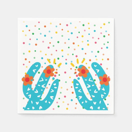 Mexicaanse cactus kleurrijke polka dot verjaardag servet (Voorkant)