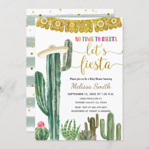 Mexicaanse Cactus Let's Fiesta Baby shower Kaart