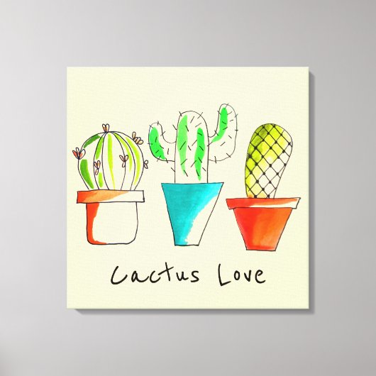 Mexicaanse cactus liefde cute woestijn kunst canvas afdruk (Voorkant)