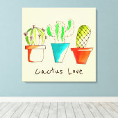 Mexicaanse cactus liefde cute woestijn kunst canvas afdruk (Insitu (Houten vloer))