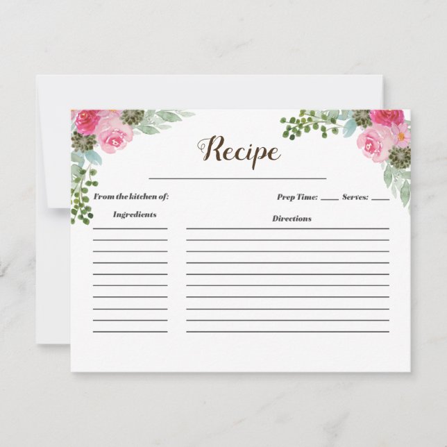 Mexicaanse Cactus Pink Floral Recipe Card (Voorkant)