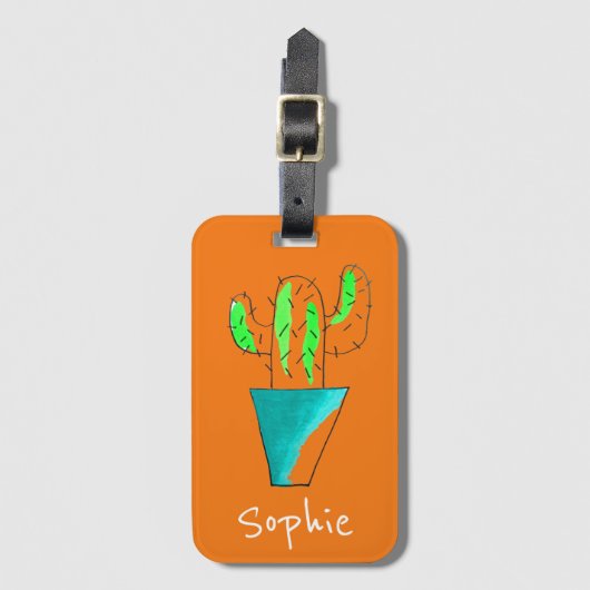 Mexicaanse cactus plant art bagagelabel (Voorkant (verticaal))