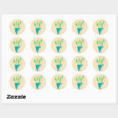 Mexicaanse cactus plant art ronde sticker (Vel)
