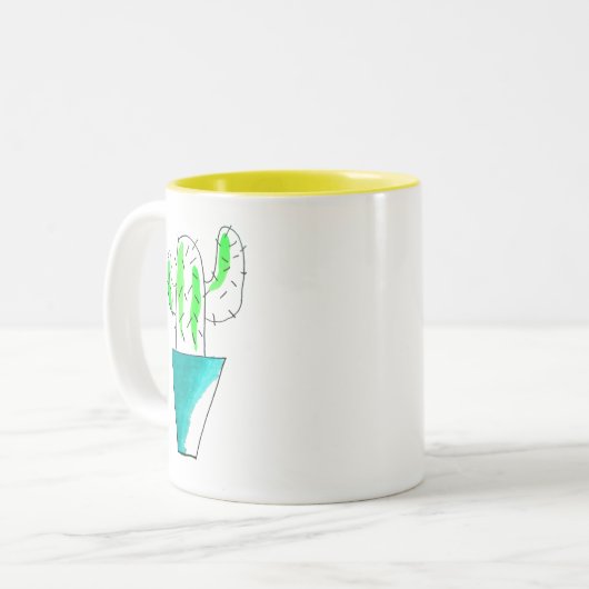 Mexicaanse cactus plant art tweekleurige koffiemok (Voorkant links)