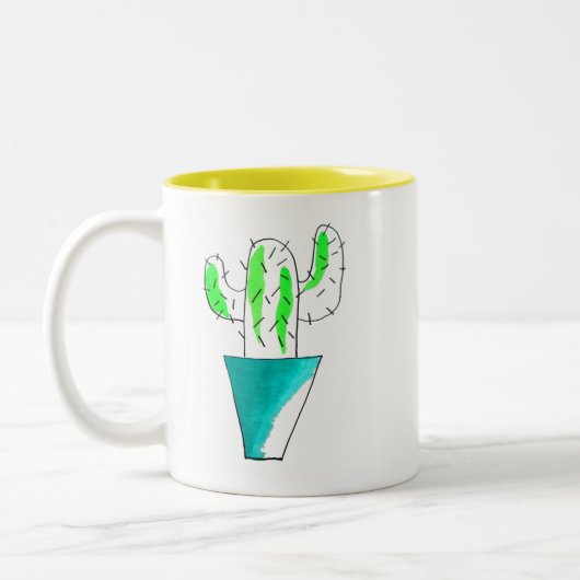 Mexicaanse cactus plant art tweekleurige koffiemok (Links)