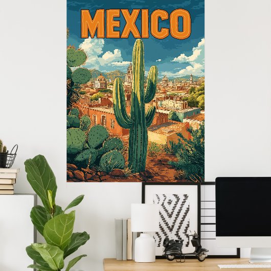  Mexicaanse Cactus Reizen Poster (Thuiskantoor)