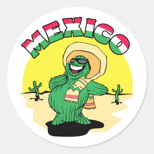 Mexicaanse Cactus Ronde Sticker (Voorkant)