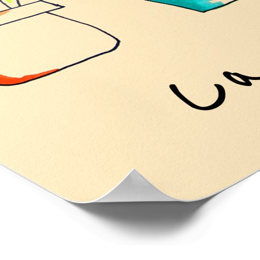 Mexicaanse cactus schattige illustratie kunst poster (Hoek)