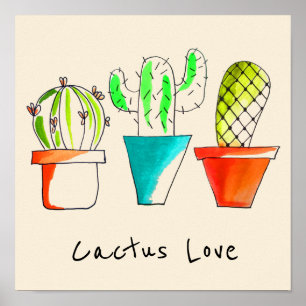 Mexicaanse cactus schattige illustratie kunst poster
