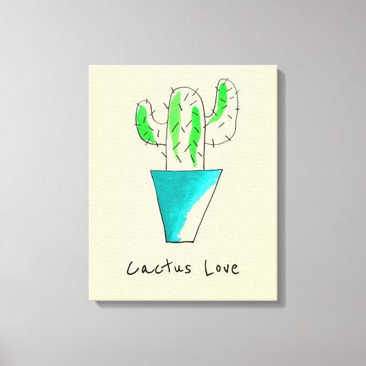 Mexicaanse cactus schattige saguaro-kunst canvas afdruk (Voorkant)