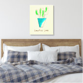 Mexicaanse cactus schattige saguaro-kunst canvas afdruk (Insitu (Slaapkamer))