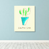 Mexicaanse cactus schattige saguaro-kunst canvas afdruk (Insitu (Houten vloer))