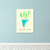 Mexicaanse cactus schattige saguaro-kunst canvas afdruk (Insitu (Houten vloer))