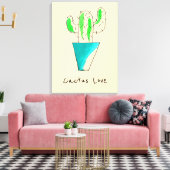 Mexicaanse cactus schattige saguaro-kunst canvas afdruk (Insitu (Woonkamer))