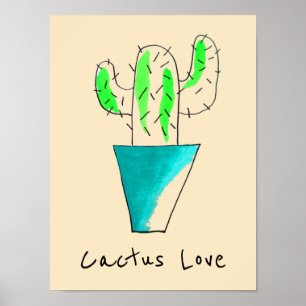 Mexicaanse cactus schattige saguaro-kunst poster