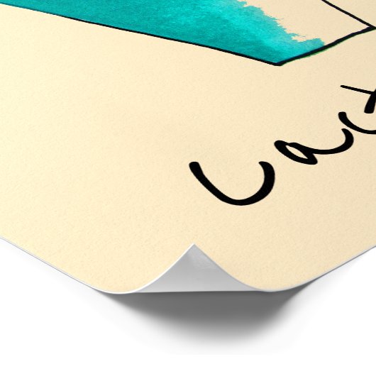 Mexicaanse cactus schattige saguaro-kunst poster (Hoek)