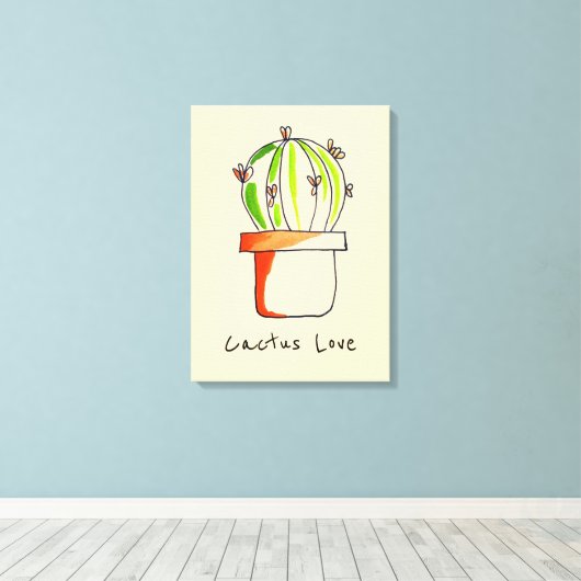Mexicaanse cactus schattige woestijnkunst canvas afdruk (Insitu (Houten vloer))