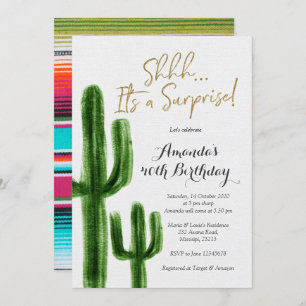 Mexicaanse cactus Surprise Birthday Party Kaart