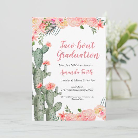 Mexicaanse Cactus Taco Bout Afstuderen Kaart (Staand voorkant)