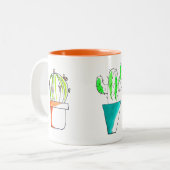Mexicaanse cactus tekenkunst tweekleurige koffiemok (Voorkant links)